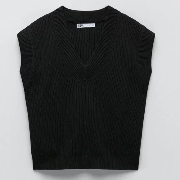 Zara Sweaters Zara Black Oversized Knitwear Vest 959825800